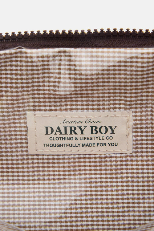 Cashmere Makeup Bag - Coffee Stripe