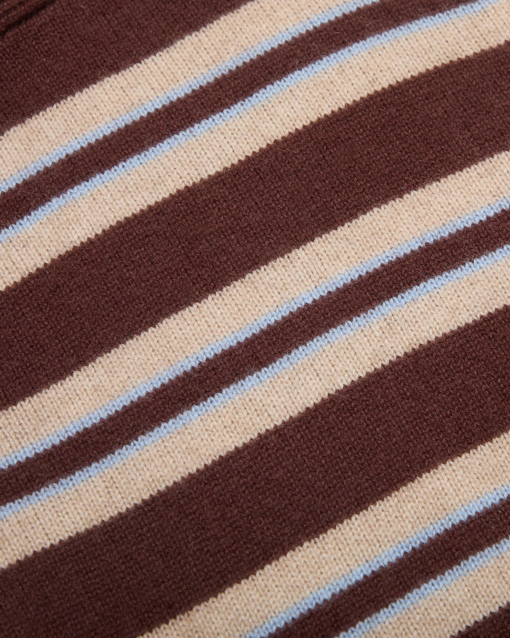 The Cashmere Zip Up - Coffee Stripe