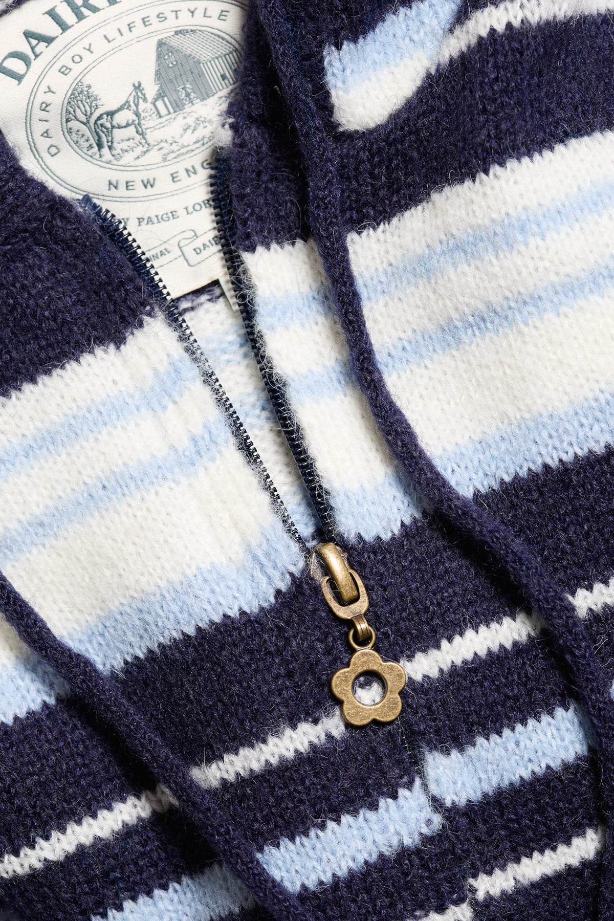 Surfside Striped Knit Zip Up - Ocean Blue
