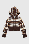 Surfside Striped Knit Zip Up - Sand Dune