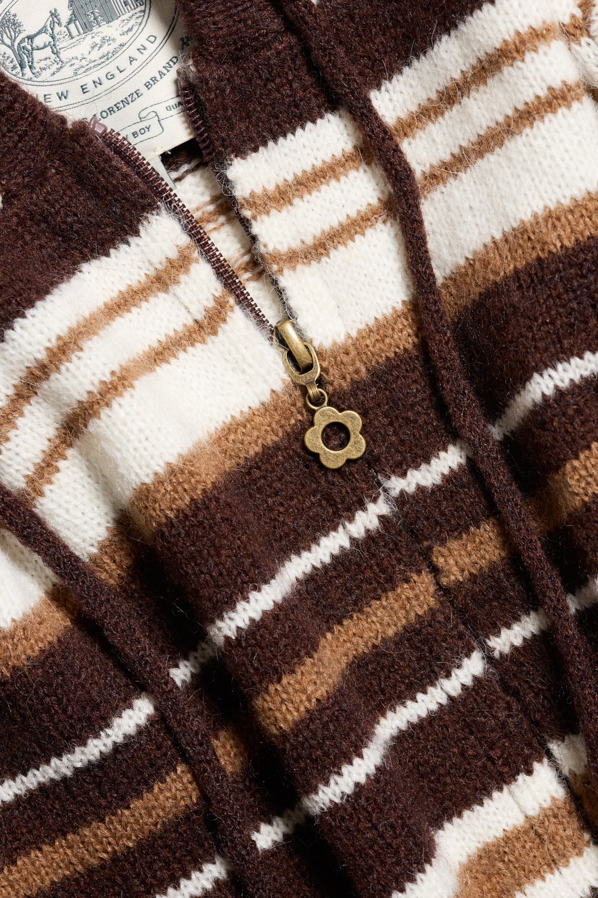 Surfside Striped Knit Zip Up - Sand Dune